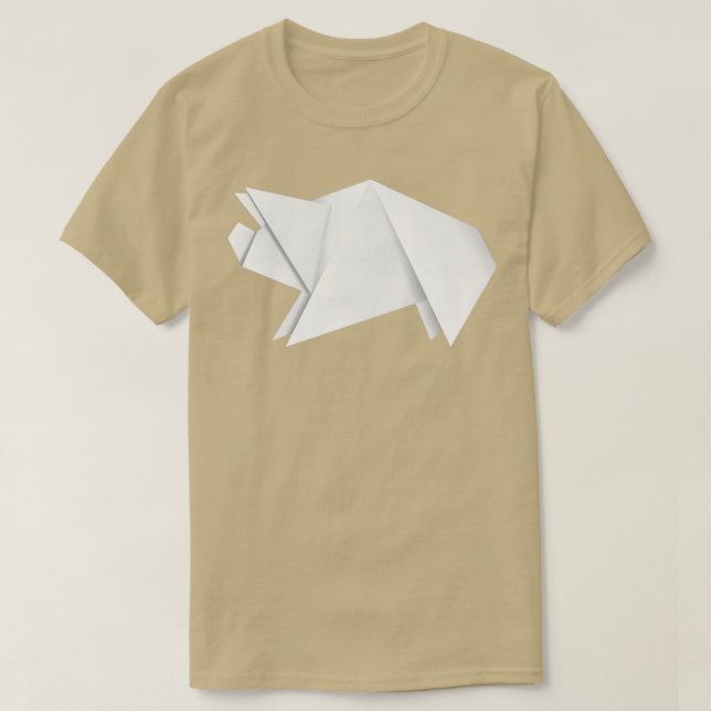 Camiseta Porco de origami branco (Frente do Design)