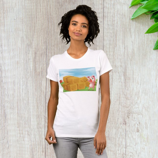 Camiseta Porco Em Uma Fazenda Cai Em T-Shirt (Criador carregado)