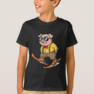 Camiseta Porco Engraçado De Esqui Corredor De Montanha De N