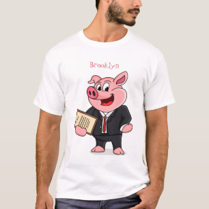 Camiseta Porco engraçado em desenhos animados