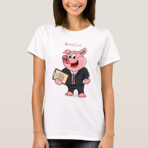 Camiseta Porco engraçado em desenhos animados