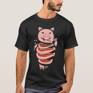 Camiseta Porco engraçado que come bifes dse