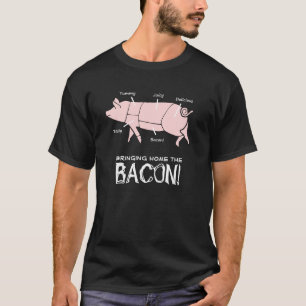 Camiseta Porco engraçado que traz em casa ao bacon o design