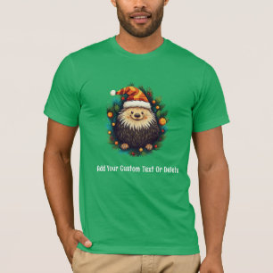 Camiseta Porco-espinho Luz de Natal Papai Noel Porco-espinh