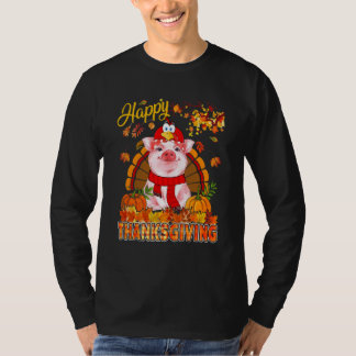 Camiseta Porco Feliz de Ação de Graças Vestindo Fantasia de