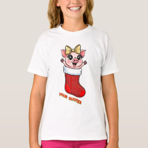 Camiseta Porco Fofo em Meia de Natal