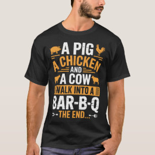Camiseta Porco Frango Vaca Entram Na Churrascaria Piada De