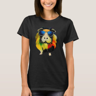 Camiseta Porco-guincho-branco Vestindo óculos escuros Cavy