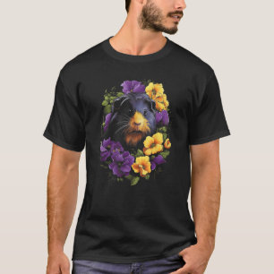 Camiseta Porco guineense adorável em roxo colorido e amarel