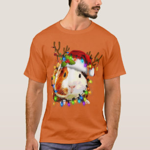 Camiseta Porco-guineense com Rena de Natal Santa Hat