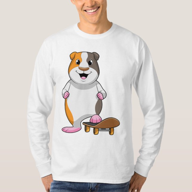 Camiseta Porco-guineense como Patinador com skate (Frente)