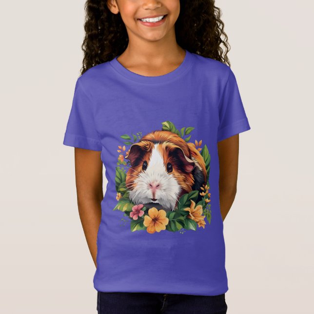 Camiseta Porco-guineense entre flores (Frente)