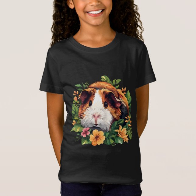 Camiseta Porco-guineense entre flores (Frente)