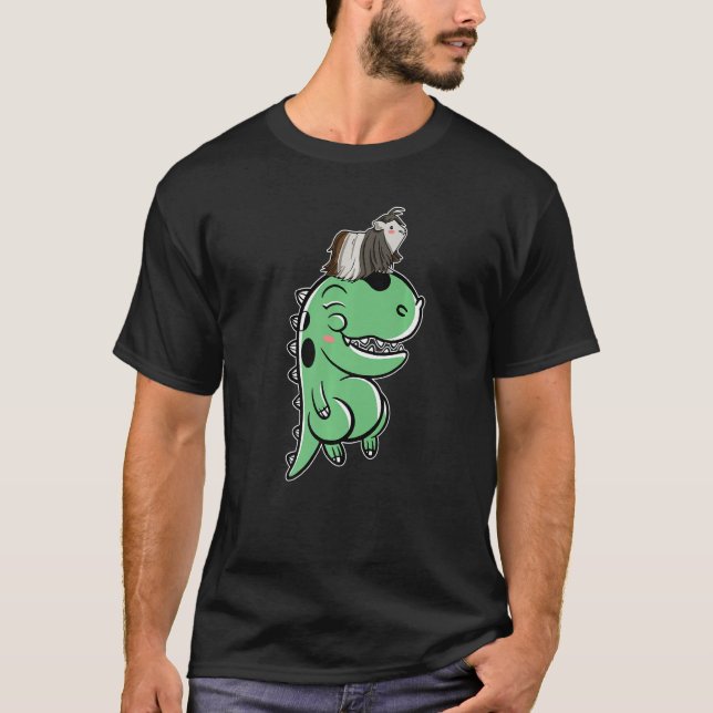 Camiseta Porco-guineense Na Porca Do Dinossauro (Frente)