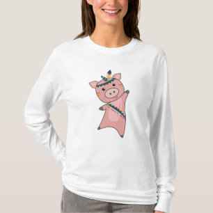 Camiseta Porco - Leitão Indígena Penas Animais do Carnaval