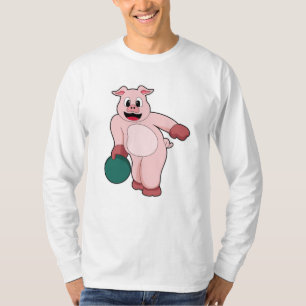 Camiseta Porco na Boliche com Bola de boliche