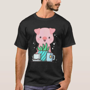 Camiseta Porco Namaste Fofo Faz Ioga Jardim Café