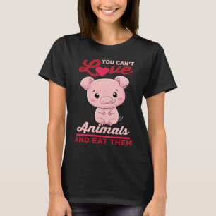 Camiseta Porco, não se pode amar animais e comê-los vegetai