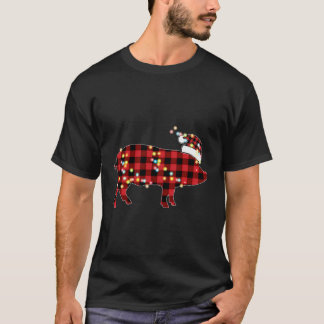 Camiseta Porco Natal Xadrez Vermelha Buffalo Pijamas Farmas
