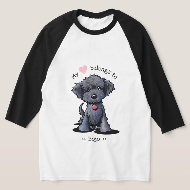 Camiseta Porco Negro Pup Meu Coração Pertence A Camisa-T (Postura )