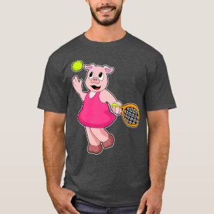 Camiseta Porco no Tênis com raquete de tênis 2
