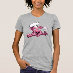 Camiseta Porco O Maníaco Homicida Chef Engraçado Porco Cart