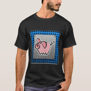 Camiseta Porco; Olhar escovado do metal