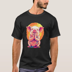 Camiseta Porco Pacífico Meditando em Frente ao Pôr do Sol