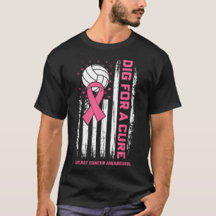 Camiseta Porco Para Cancer De Voleibol De Fita Cor-De-Rosa