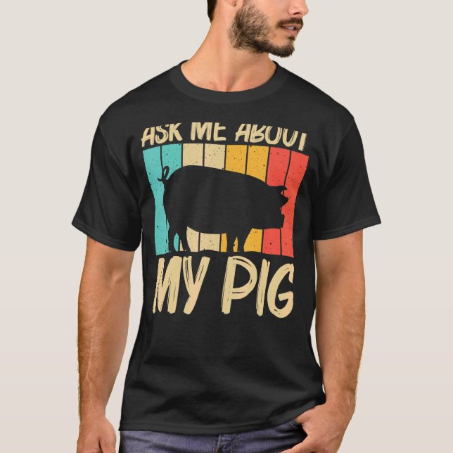 Camiseta Porco Para Homens Porco Explorador De Fazendas (Frente)