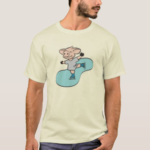 Camiseta porco patinando no gelo