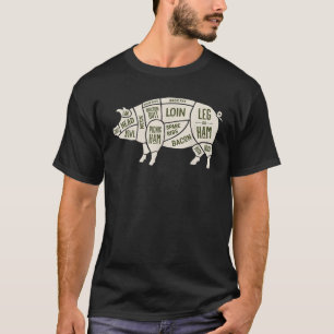 Camiseta Porco Porco Butcher Diagrama Bacon Lover T shirt T