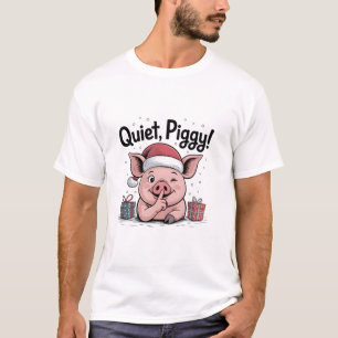 Camiseta Porco Quietinho Natal Chapéu de Papai Noel Democra