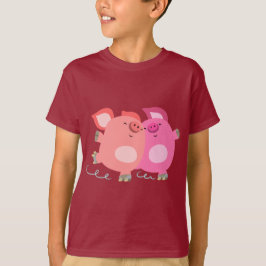 Camiseta Porco-Rolante De Cartoon Bonito Para Porcos-Camisa