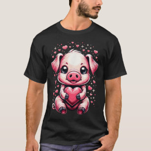 Camiseta Porco Segurando Namorados Dia de os namorados Cora