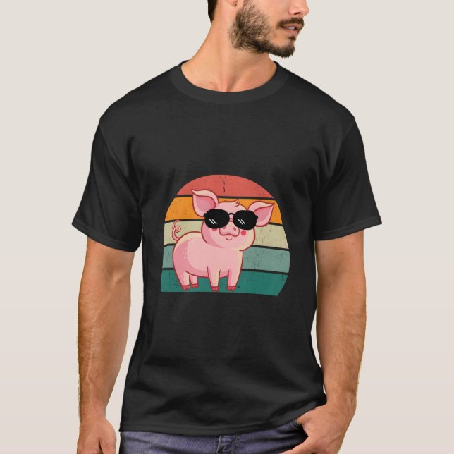 Camiseta Porco Usando Óculos de Sol Porco (Frente)