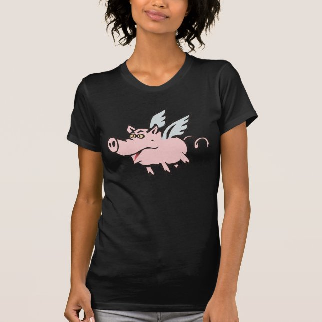 Camiseta porco voador porca flying pig hog (Frente)