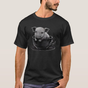 Camiseta Porco Xícara Animal Vida Selvagem Porcos Xícara