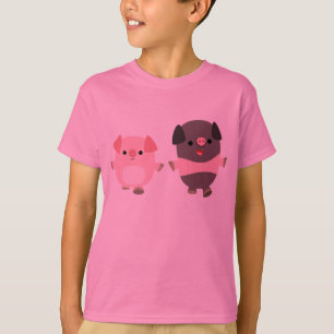 Camiseta Porcos bonitos de cartoon em passeata