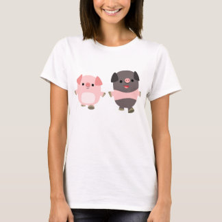Camiseta Porcos bonitos dos desenhos animados em um t-shirt