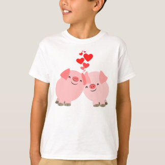 Camiseta Porcos bonitos dos desenhos animados no t-shirt