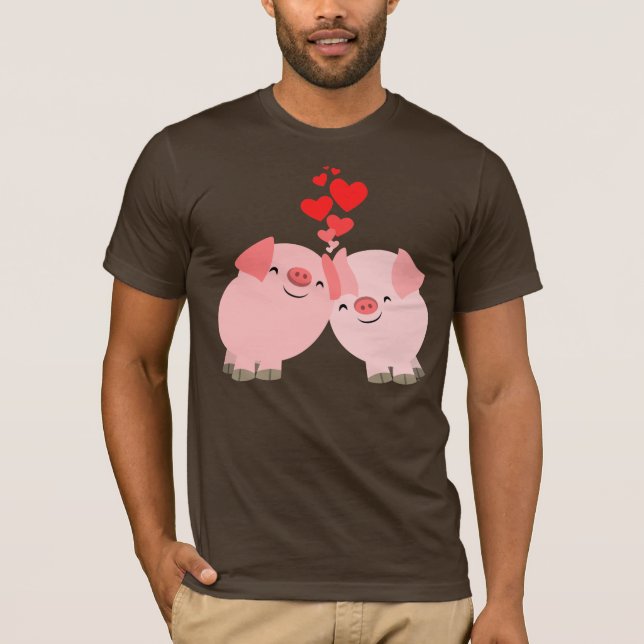 Camiseta Porcos bonitos dos desenhos animados no t-shirt do (Frente)