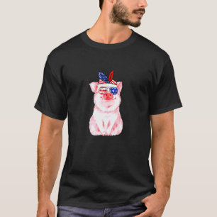 Camiseta Porcos Bonitos Em 4 De Julho Dos Eua Bandeira Eua