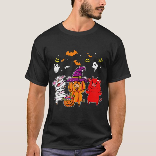 Camiseta Porcos Bonitos Na Múmia Bruxas Magas O Diabo É Lou (Frente)