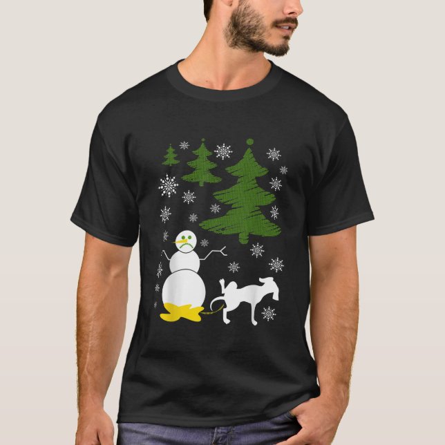 Camiseta Porcos Cachorros em Snowman Ugly XMas Sweater (Frente)