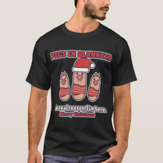 Camiseta Porcos em Cobertores Design Divertido de Jantar de