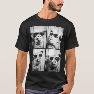 Camiseta Porcos Engraçados Com Óculos de Sol Animais de Faz
