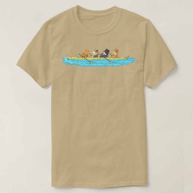 Camiseta Porcos Engraçados Fazendo Ror Num Barco A (Frente do Design)