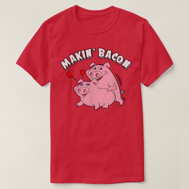 Camiseta Porcos Engraçados, Fazer-Bacon, Fumando-me. (Frente do Design)
