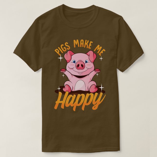 Camiseta Porcos Me Fazem Feliz Piglet Adorável (Frente do Design)